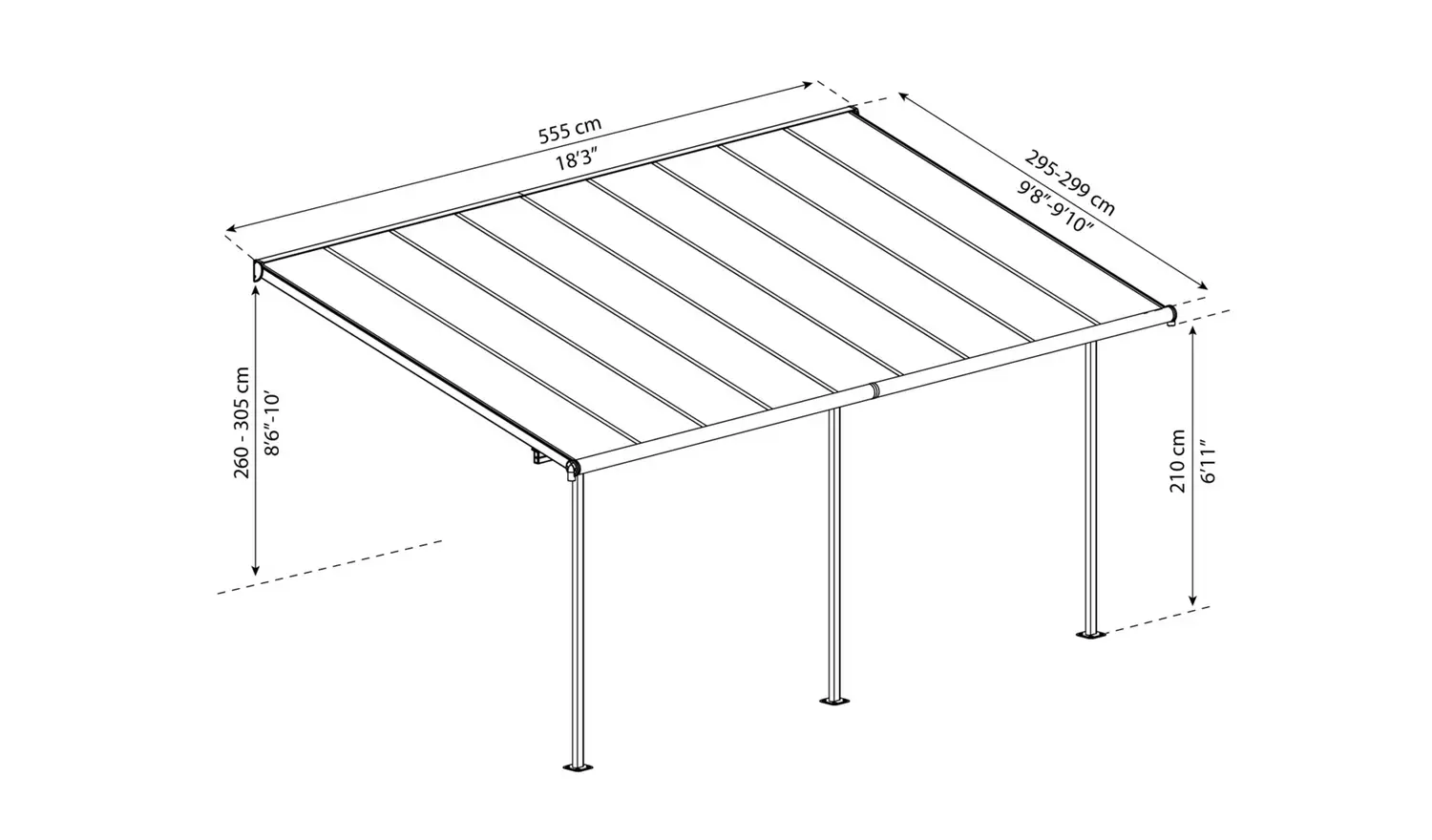 Palram – Canopia Sierra 3 x 5.46m Patio Cover - Grey Clear