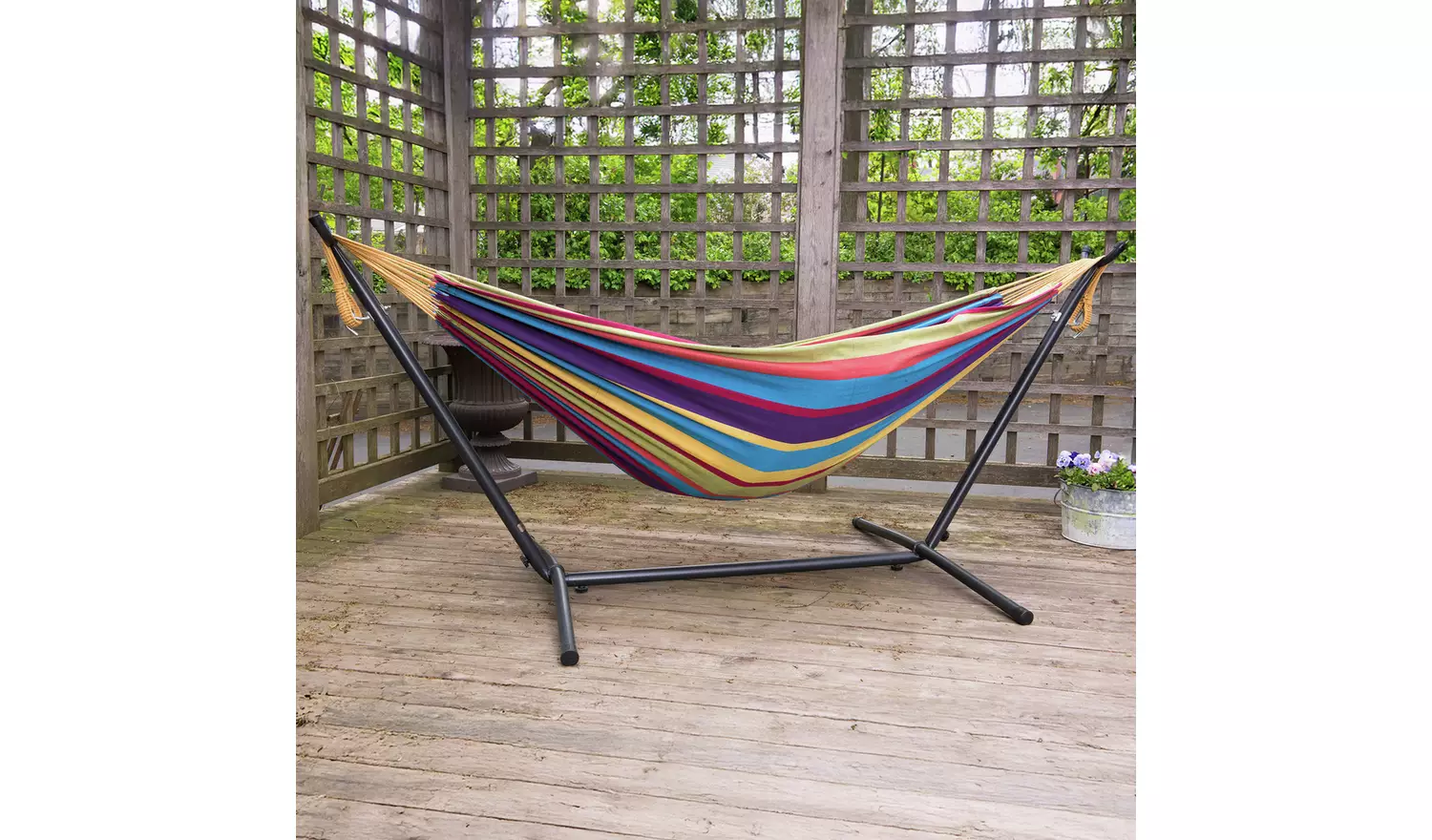 Vivere Tropical Double Hammock with Metal Stand