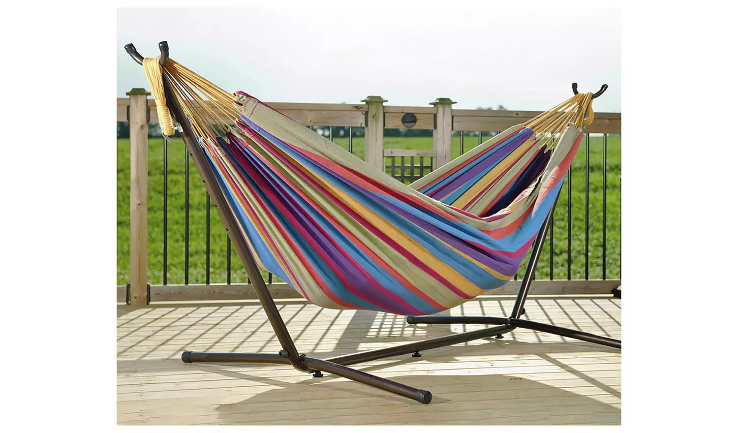 Vivere Tropical Double Hammock with Metal Stand