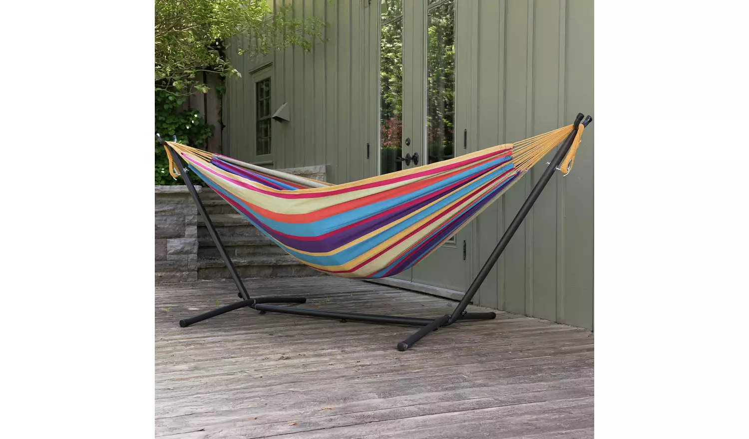 Vivere Tropical Double Hammock with Metal Stand