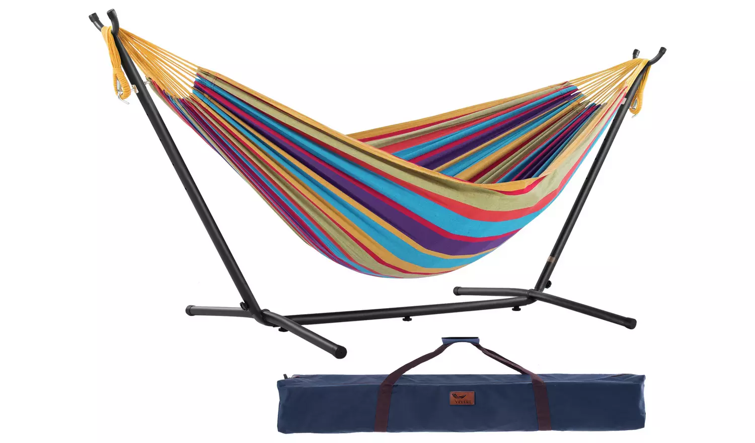 Vivere Tropical Double Hammock with Metal Stand