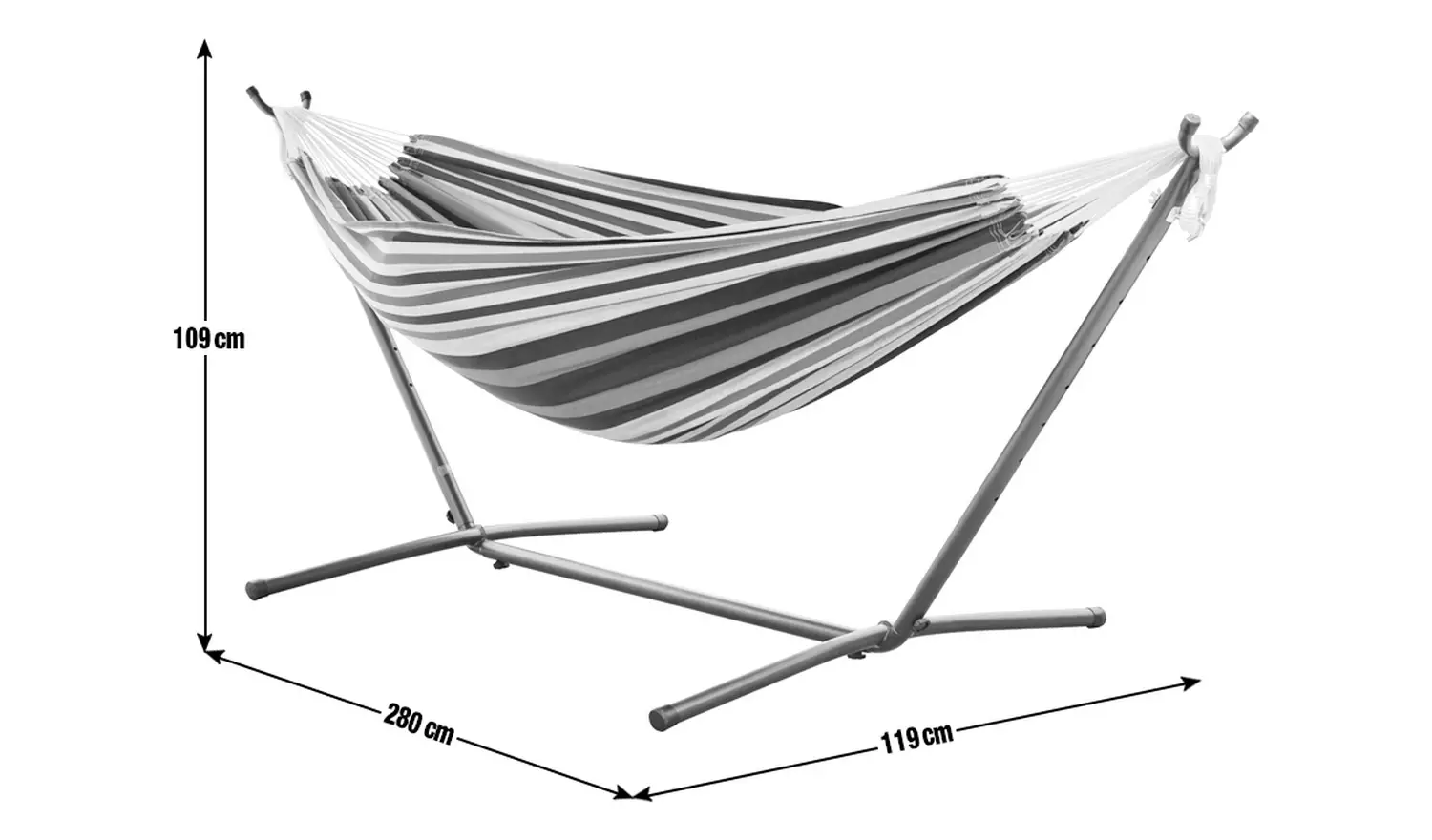 Vivere Denim Double Hammock with Metal Stand
