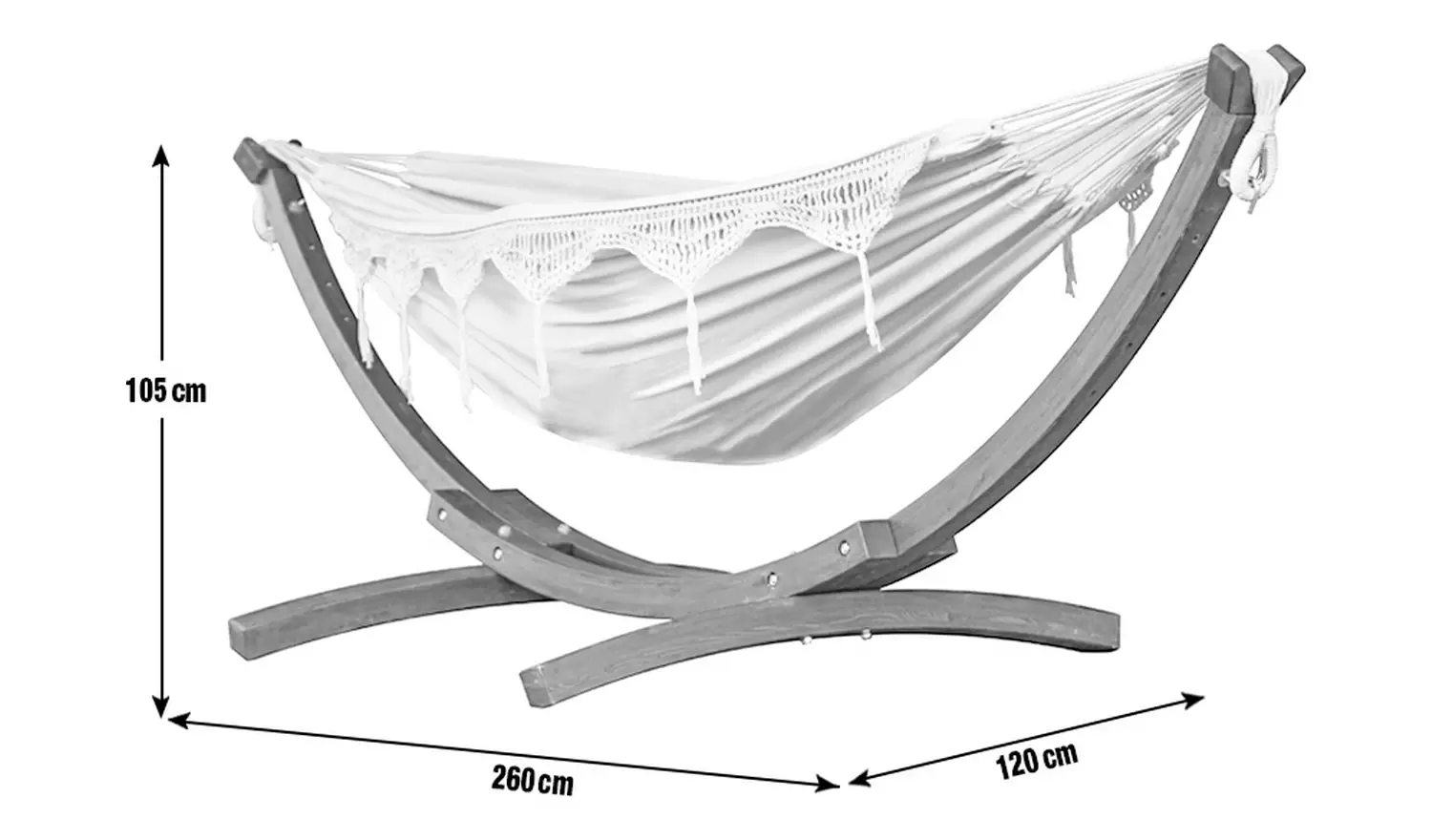 Vivere Hammock with Wooden Stand - Cream