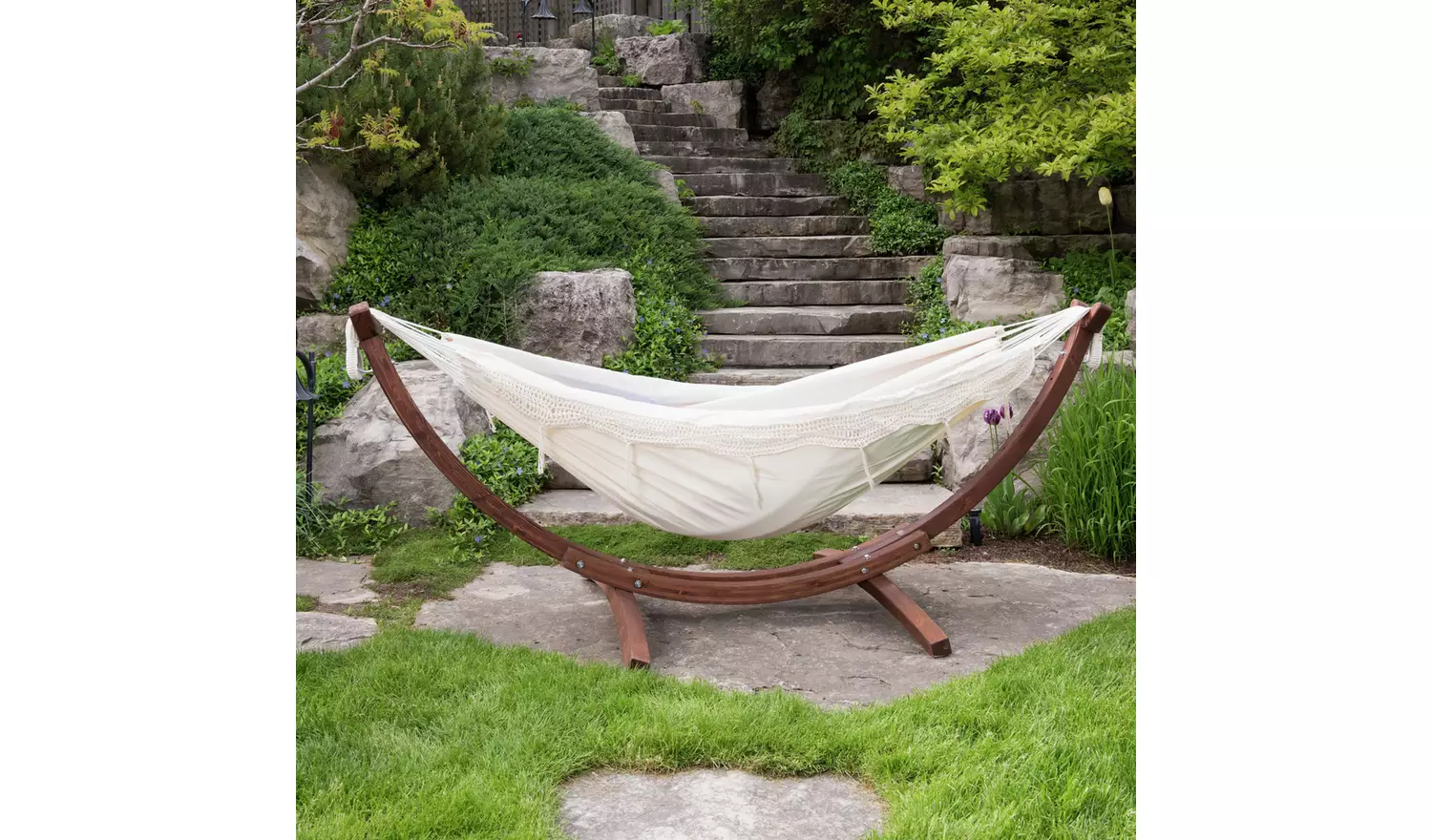 Vivere Hammock with Wooden Stand - Cream