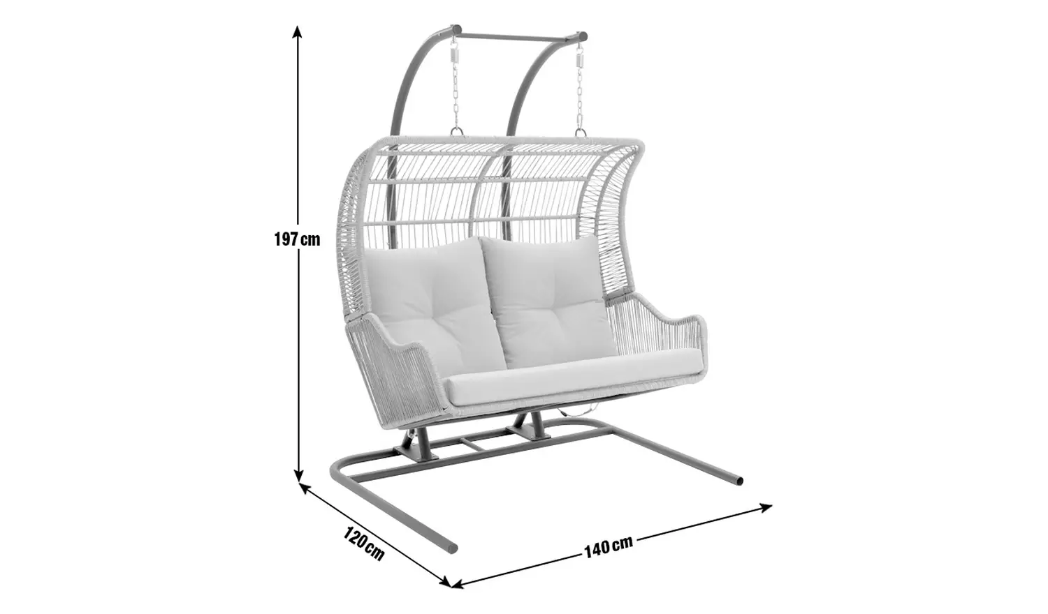 Habitat Malta Double Steel Garden Hanging Chair - Beige