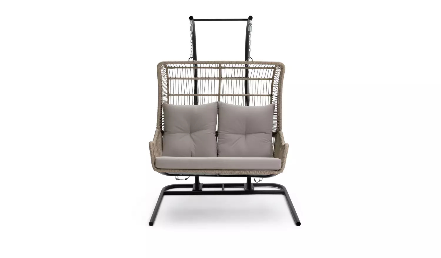 Habitat Malta Double Steel Garden Hanging Chair - Beige
