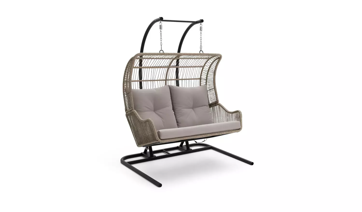 Habitat Malta Double Steel Garden Hanging Chair - Beige