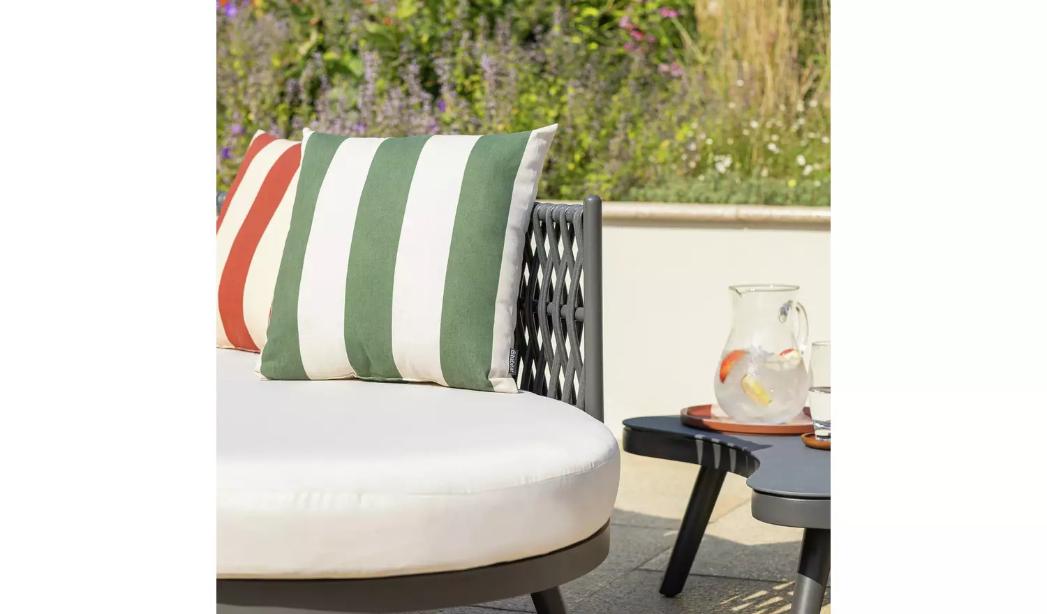 Habitat Stripe Outdoor Cushion - Green