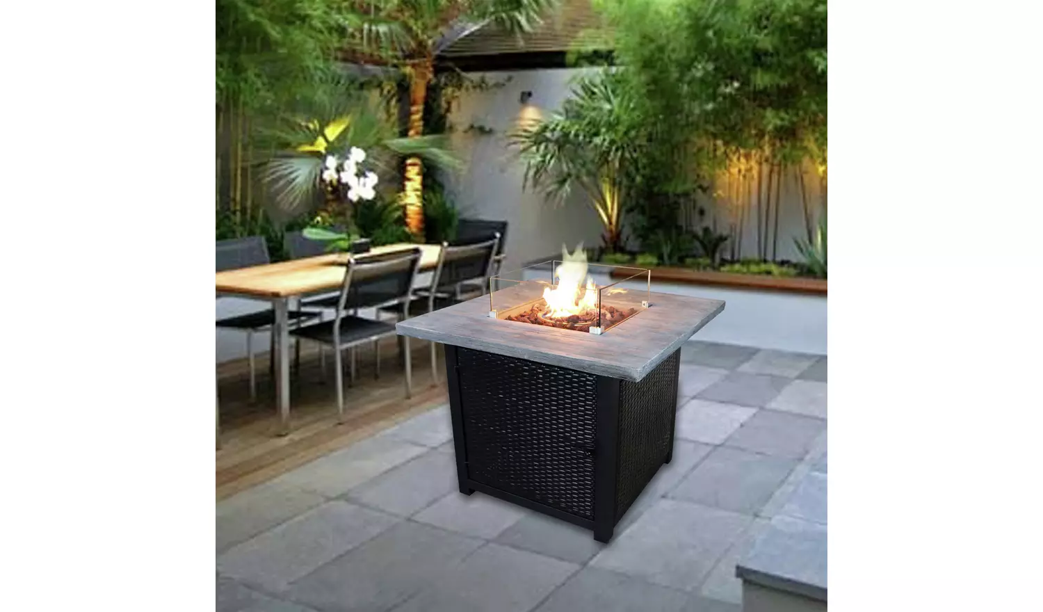 Teamson Home HF34501BA UK Gas Fire Pit With Cover