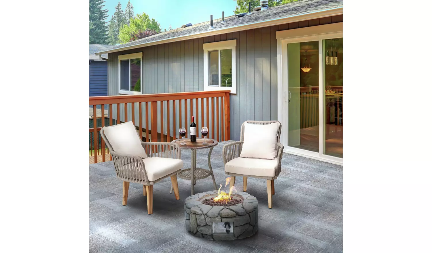 Teamson Home HF09501AA UK Gas Fire Pit With Cover