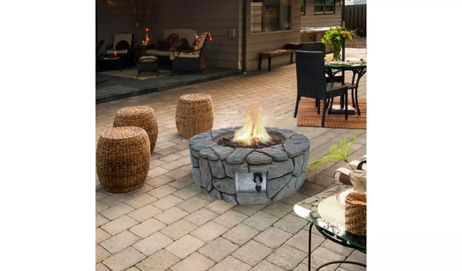 Teamson Home HF09501AA UK Gas Fire Pit With Cover