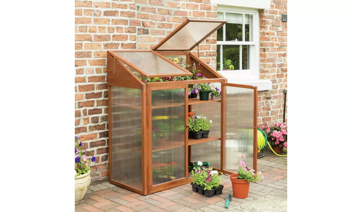 Rowlinson Hardwood 2Tier Mini Greenhouse