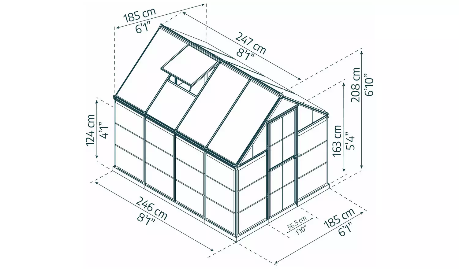 Palram Canopia Hybrid Green Greenhouse - 6 x 8ft