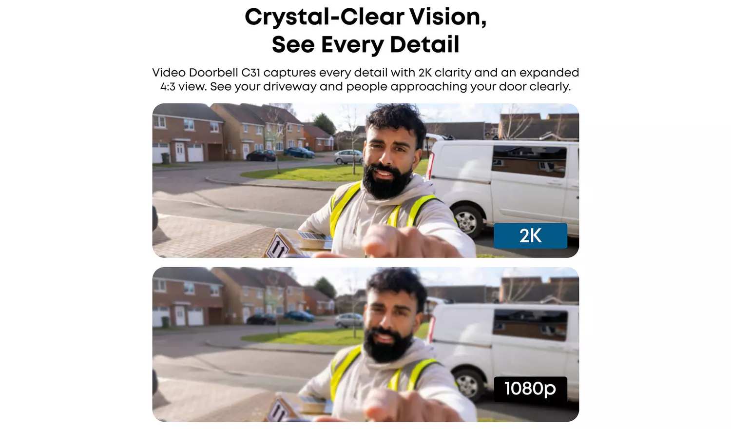 eufy C31 2K Smart Video Doorbell with 32GB MicroSD Card