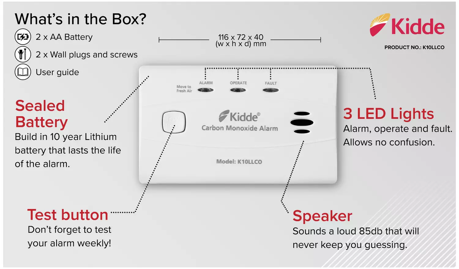 Kidde 10 Year Sealed-In Battery Carbon Monoxide Alarm