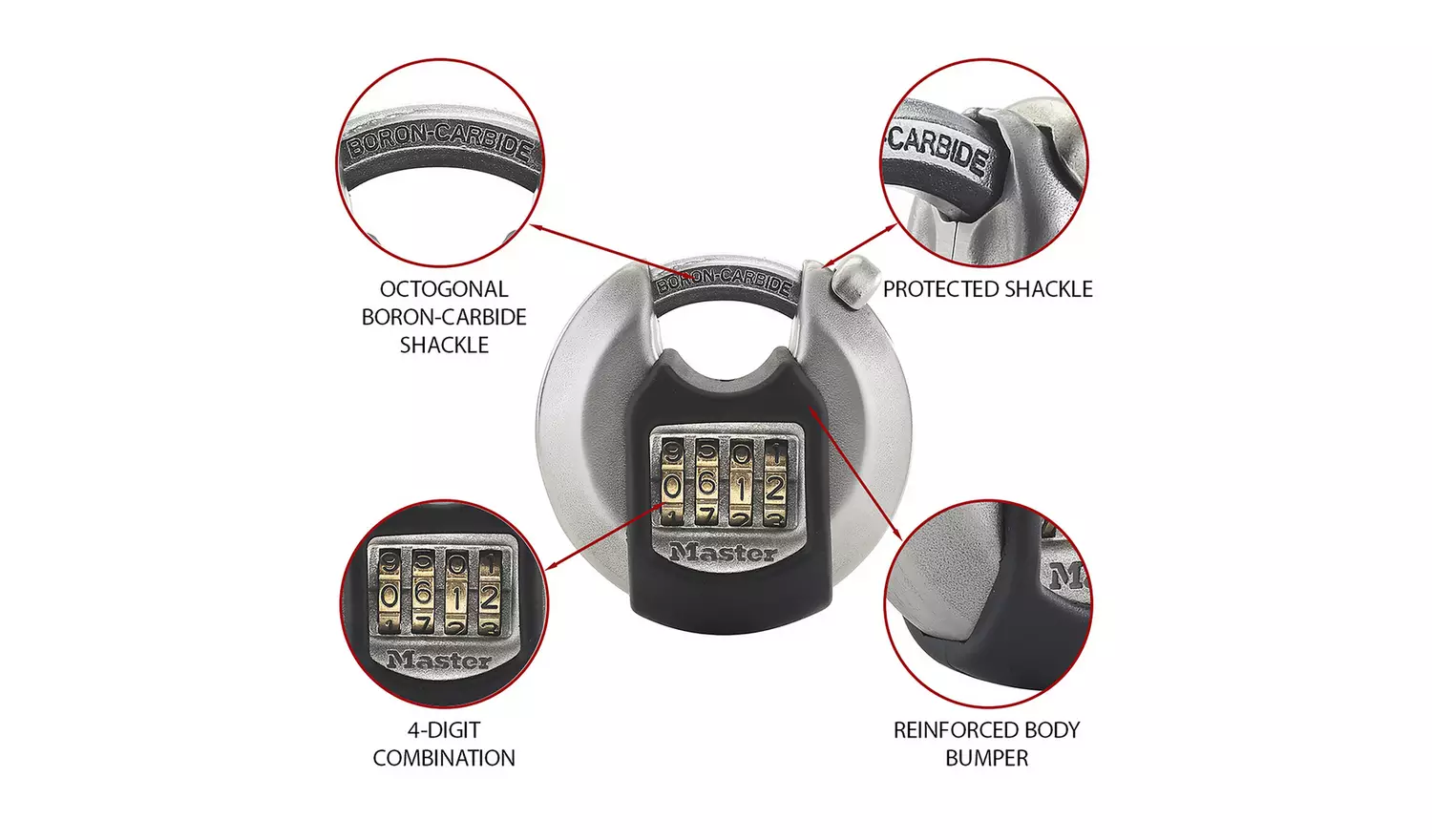 Master Lock Excell Stainless Steel Combination Disc Padlock