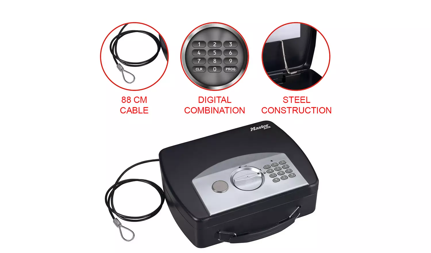 Master Lock Portable Safe Electronic Combination With Cable