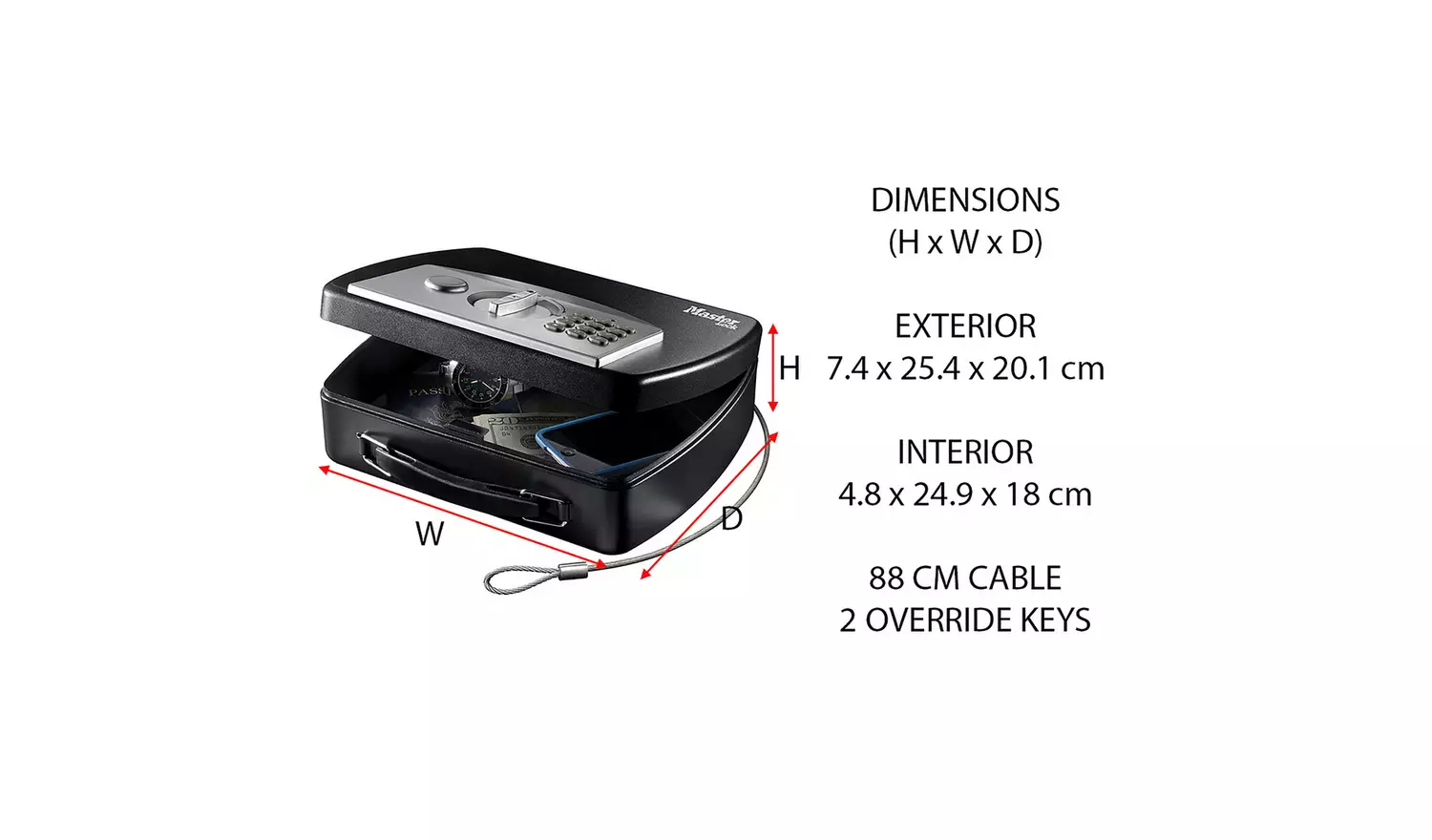 Master Lock Portable Safe Electronic Combination With Cable