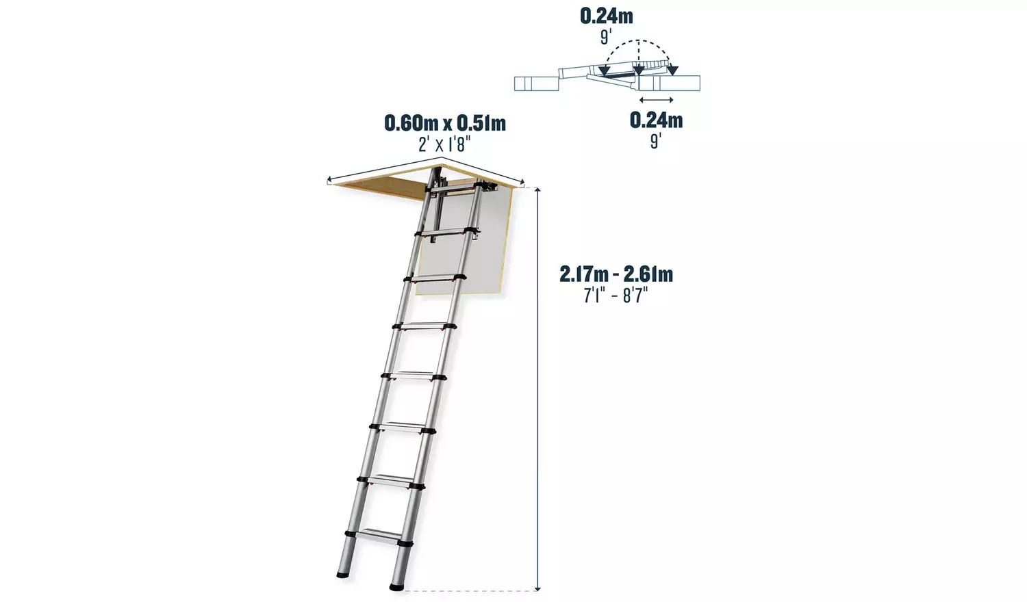 Werner 2.6m Telescopic Aluminium Loft Ladder