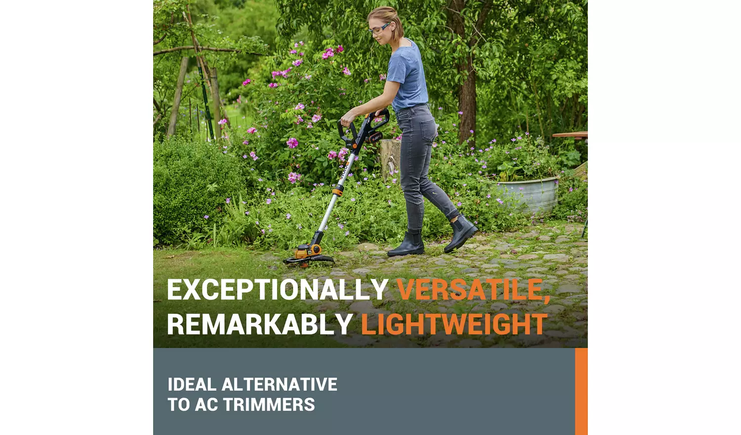 Worx 30cm Cordless Grass Trimmer with 2 Batteries - 20V