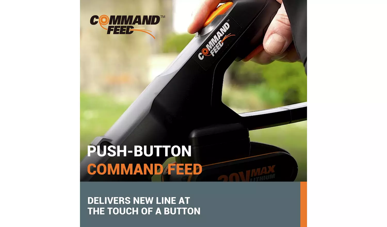 Worx 30cm Cordless Grass Trimmer with 2 Batteries - 20V