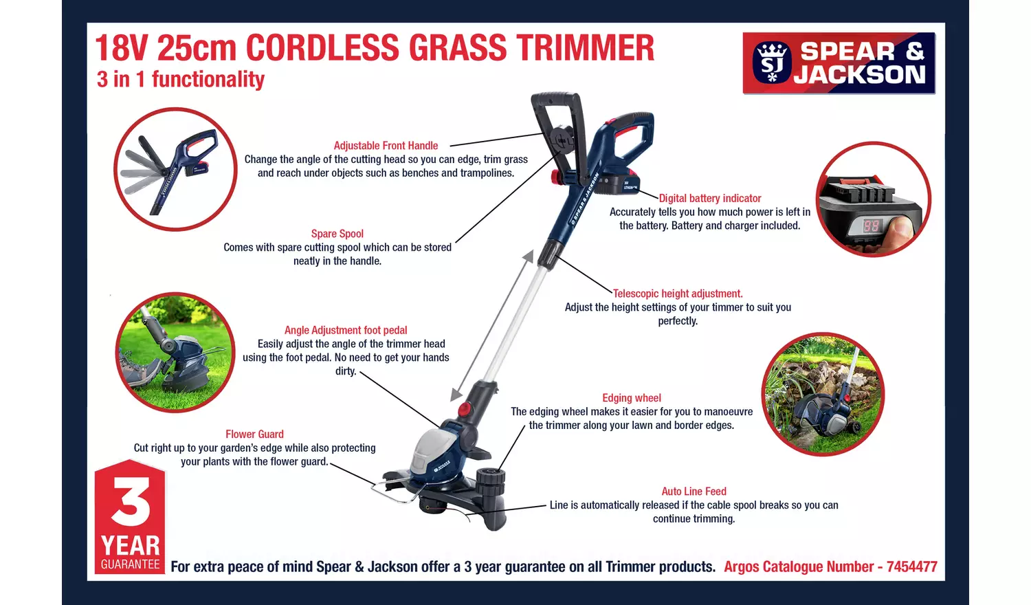 Spear & Jackson Cordless Grass Trimmer - 18V