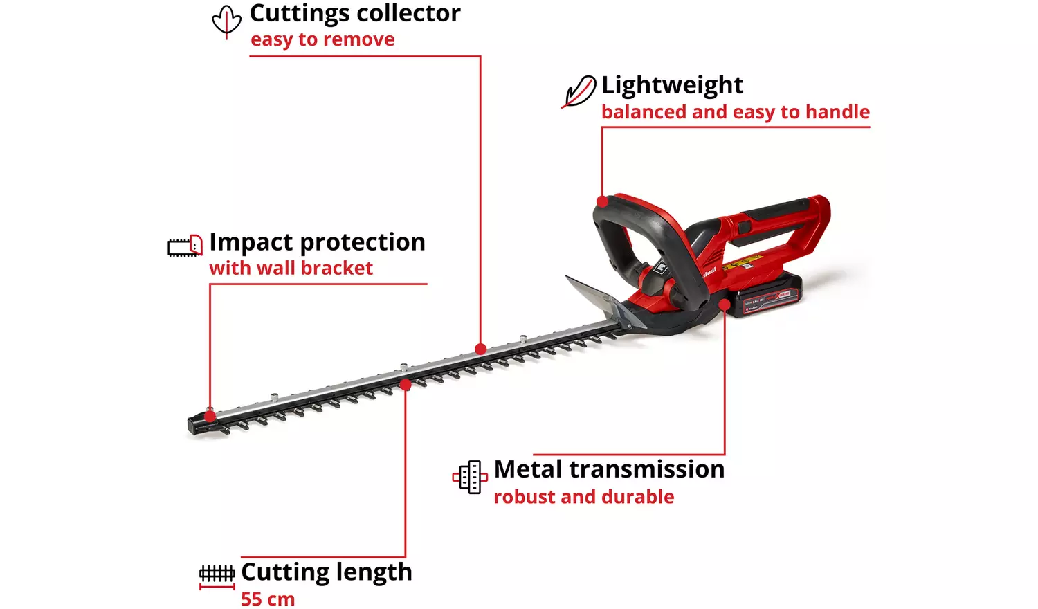 Einhell 62cm Cordless Hedge Trimmer - 18V