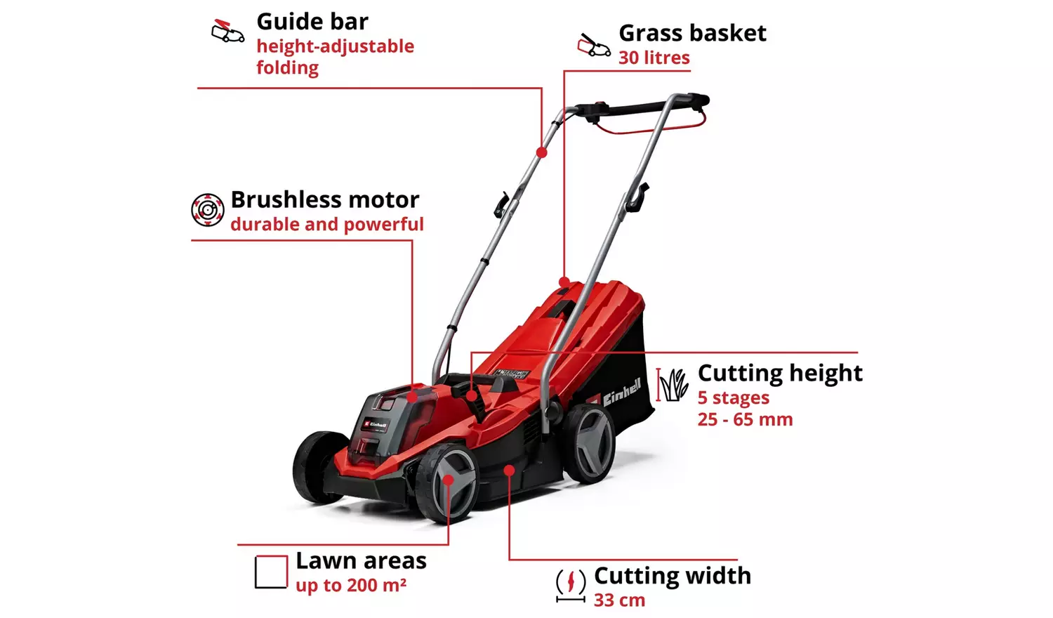 Einhell 33cm Cordless Rotary Lawnmower - 18V