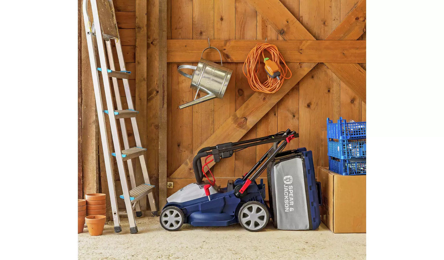 Spear & Jackson Cordless 34cm Lawnmower & 25cm Grass Trimmer