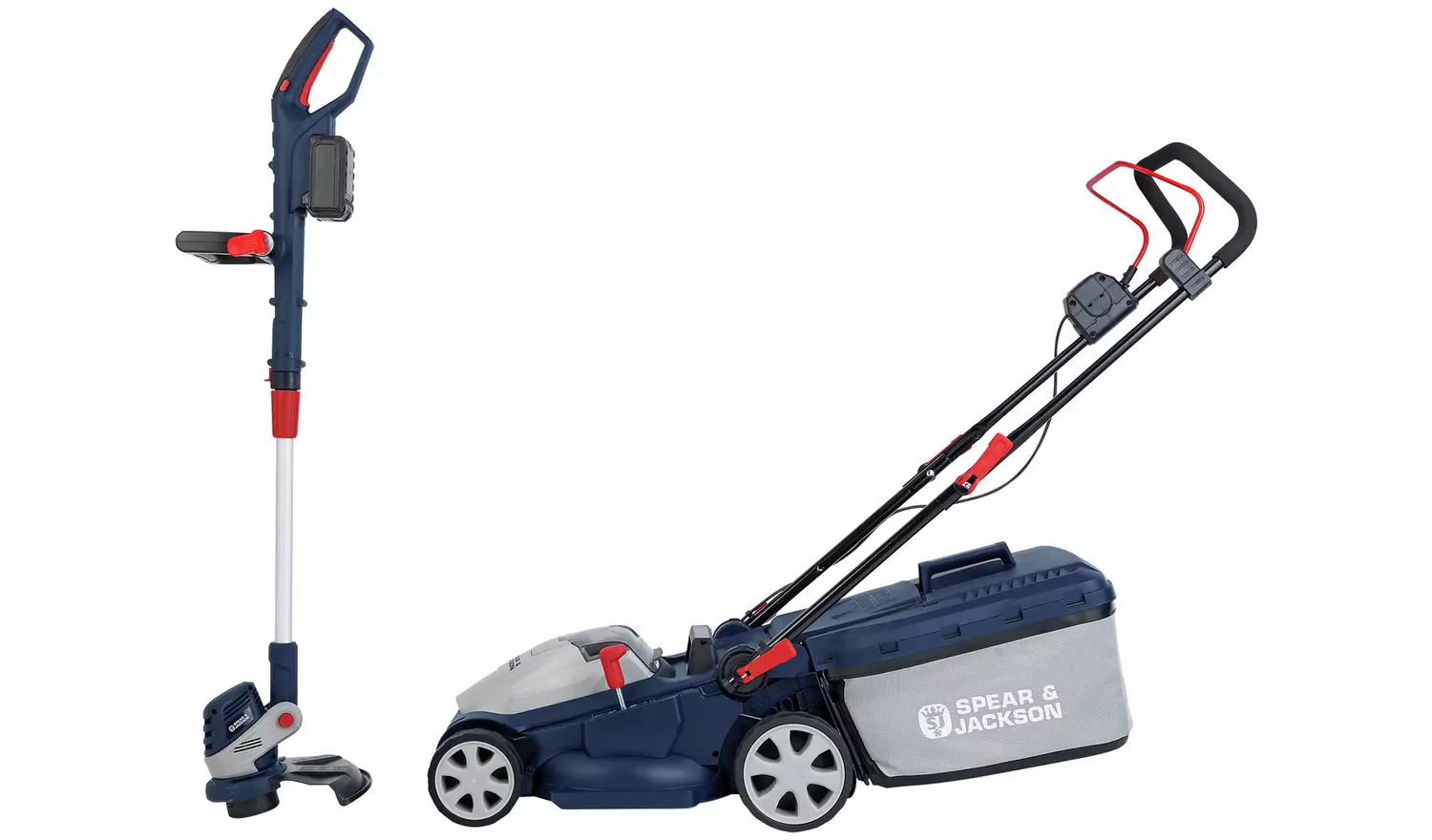 Spear & Jackson Cordless 34cm Lawnmower & 25cm Grass Trimmer
