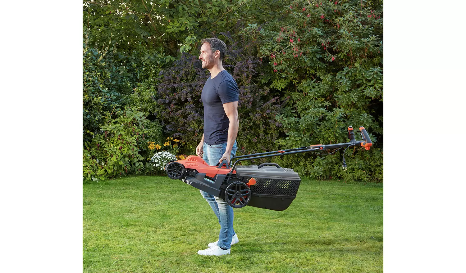 Black + Decker EasySteer 38cm Corded Rotary Lawnmower -1600W