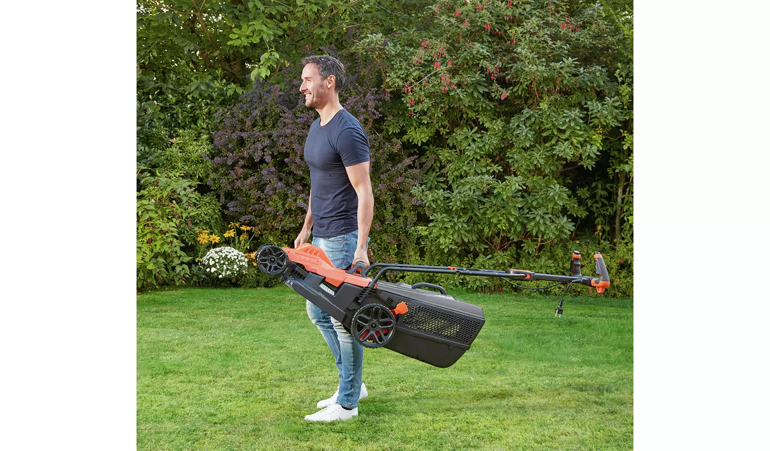 Black + Decker EasySteer 42cm Corded Rotary Lawnmower -1800W