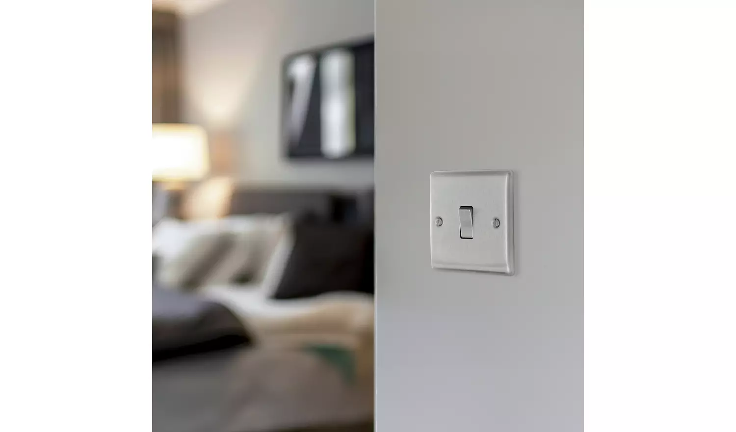 BG Nexus 20A Single Wall Light Switch 2 Way - Brushed Steel