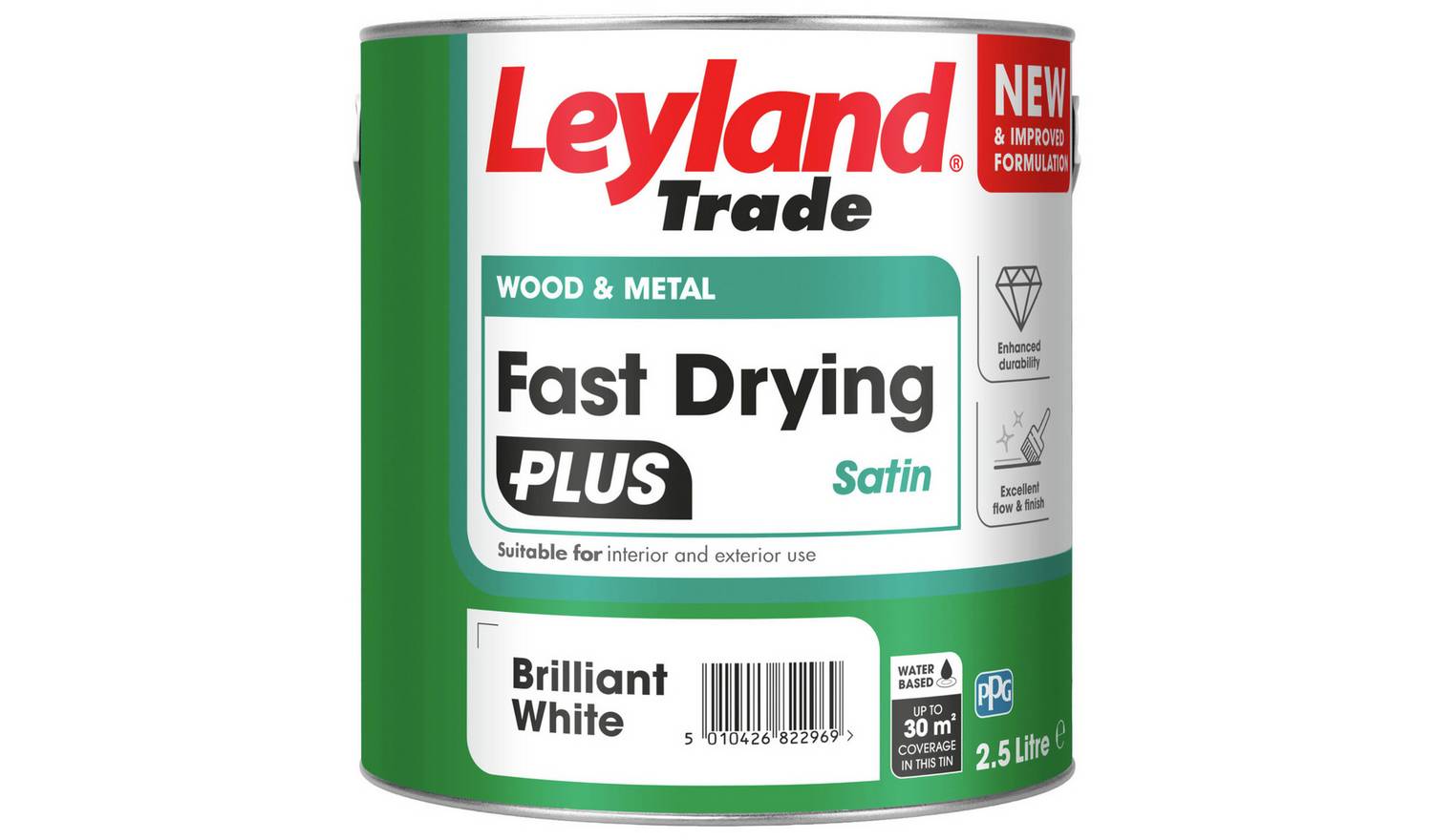 Leyland Trade Fast Dry Plus Satin Paint 2.5L – White