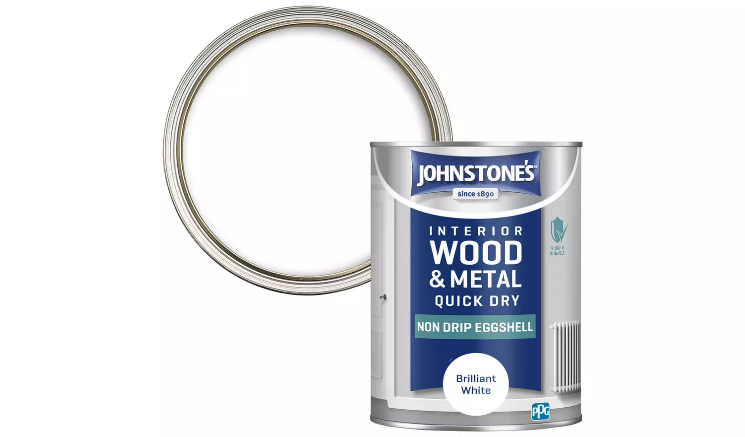 Johnstone's Quick Dry Eggshell Paint 1.25L - Brilliant White