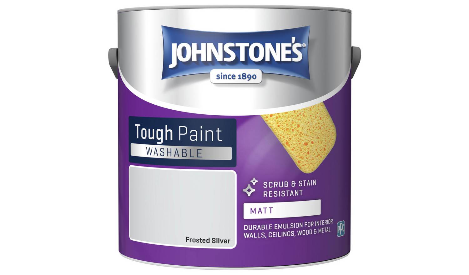 Johnstone's Washable Matt Paint 2.5L - Frosted Silver