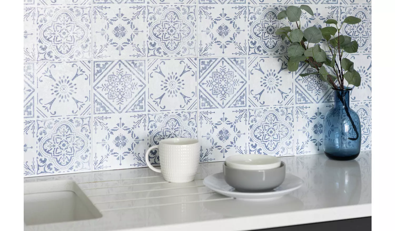 D-C-Fix Vintage Self Adhesive Vinyl Wall Tiles - Blue