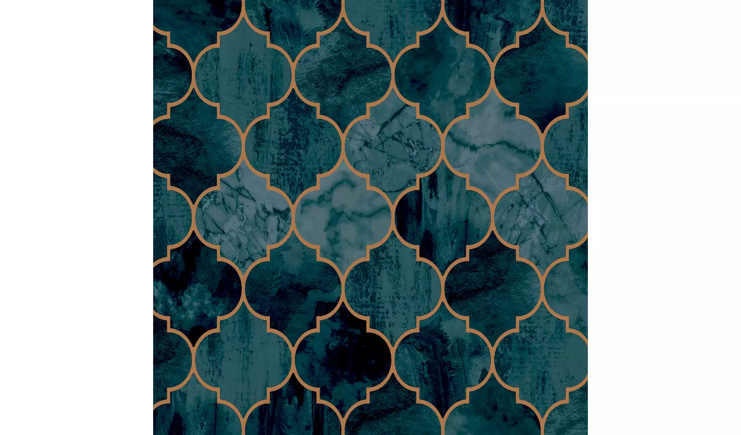 Contour Tegula Teal and Copper Wallpaper