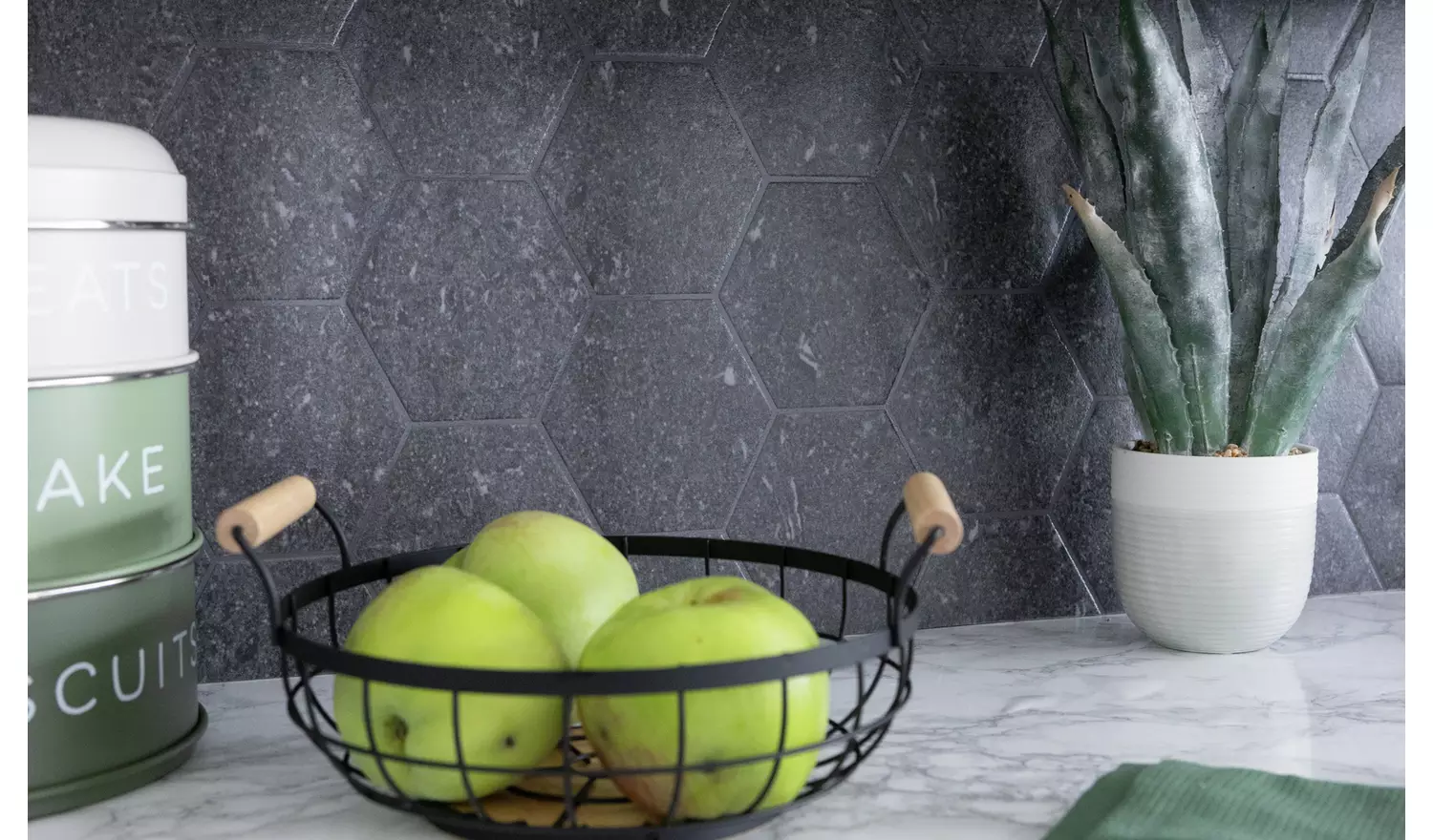 D-C-Fix Dark Hexagon 3D Grey Wallpaper