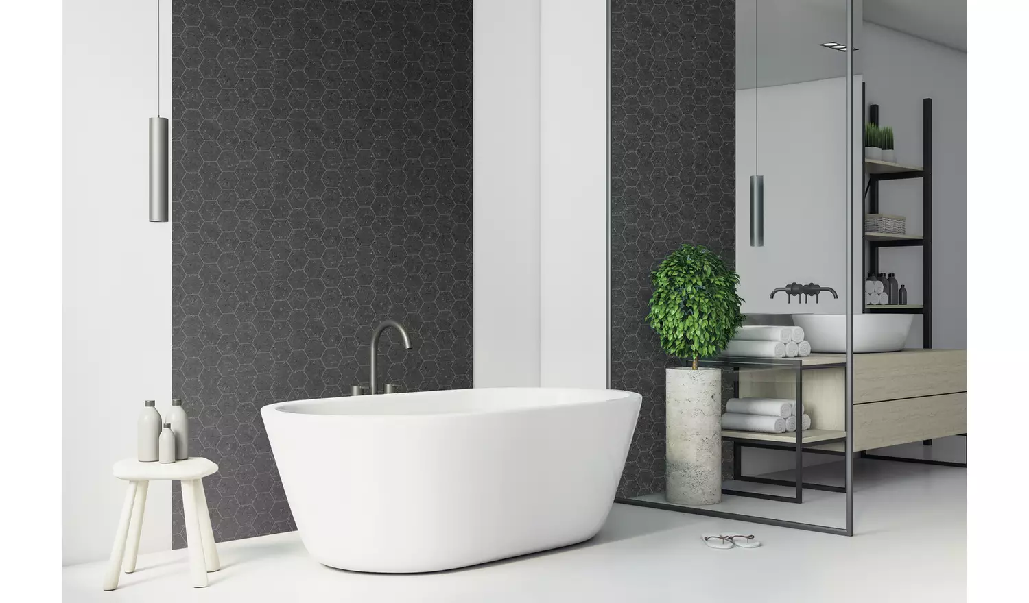 D-C-Fix Dark Hexagon 3D Grey Wallpaper