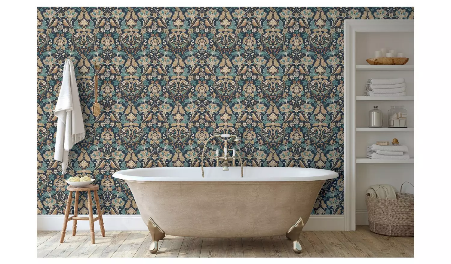 Arthouse Folk Floral Navy Wallpaper