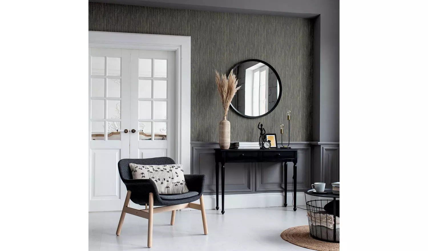 Arthouse Grasscloth Navy Wallpaper