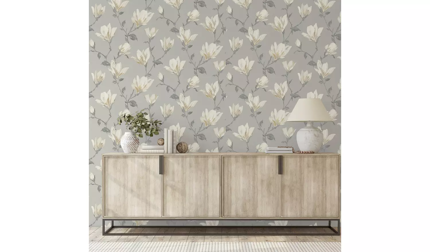 Arthouse Lily Floral Natural Wallpaper