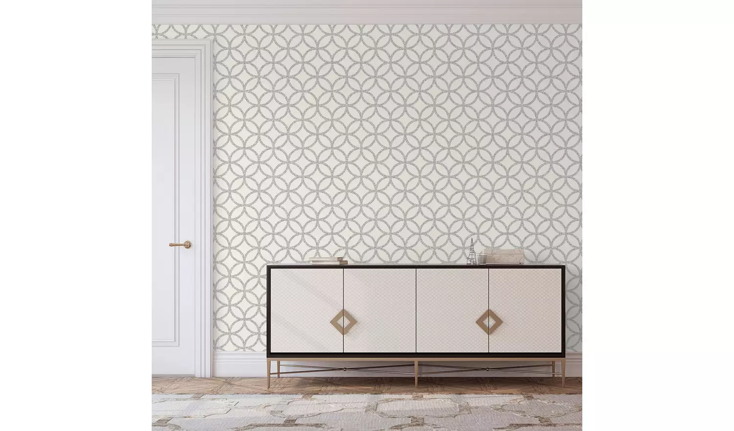 Arthouse Sequin White Silver Wallpaper