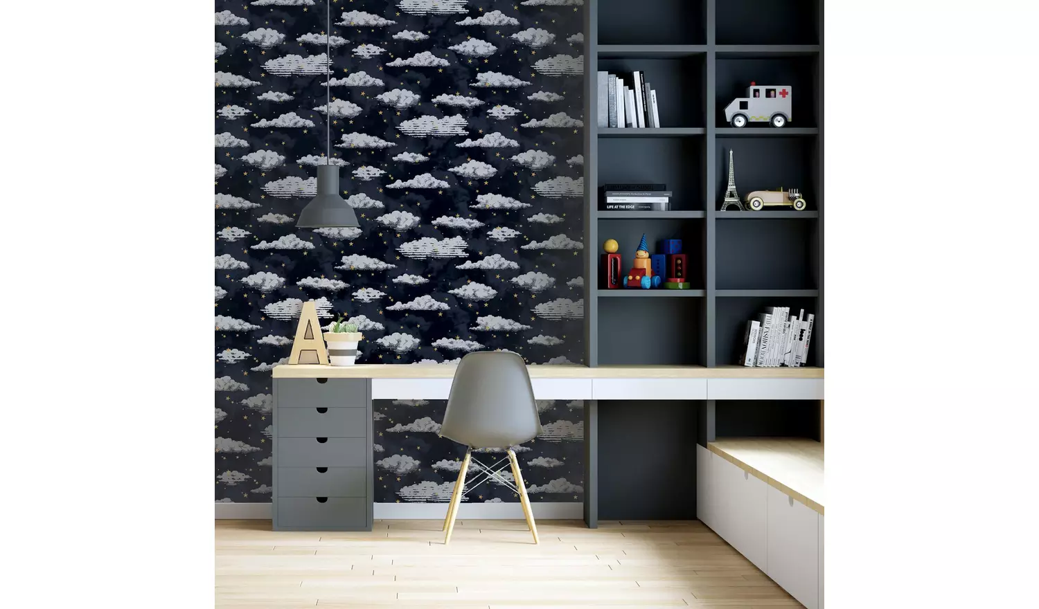 Arthouse Stars and Clouds Navy Wallpaper