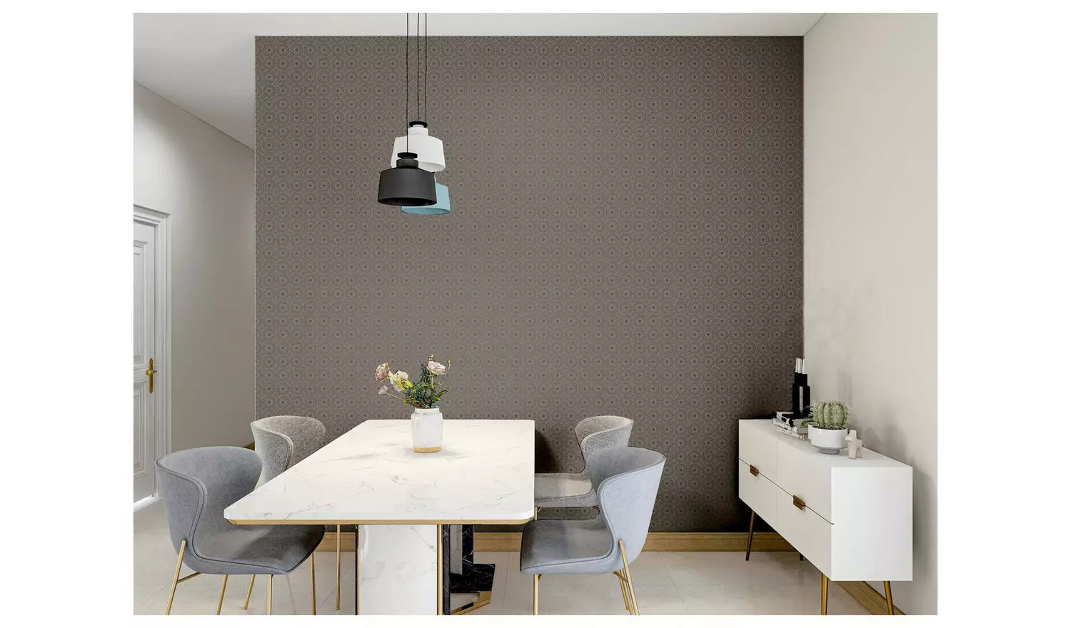 Arthouse Symmetrical Chic Slate Silver Wallpaper