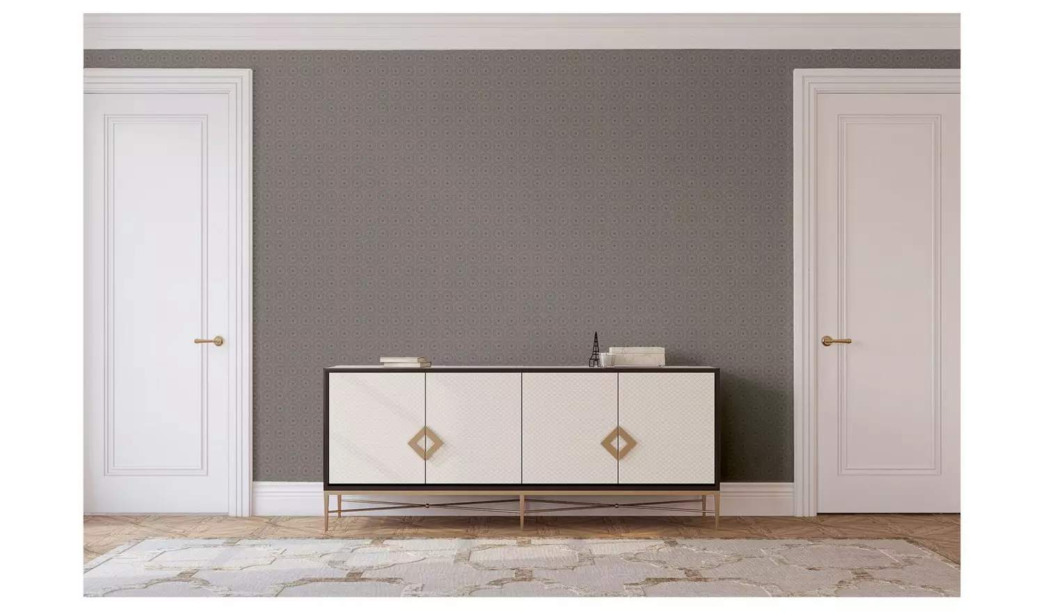 Arthouse Symmetrical Chic Slate Silver Wallpaper