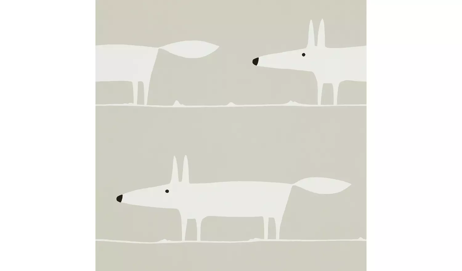 Scion Mr Fox on Snow Grey Wallpaper