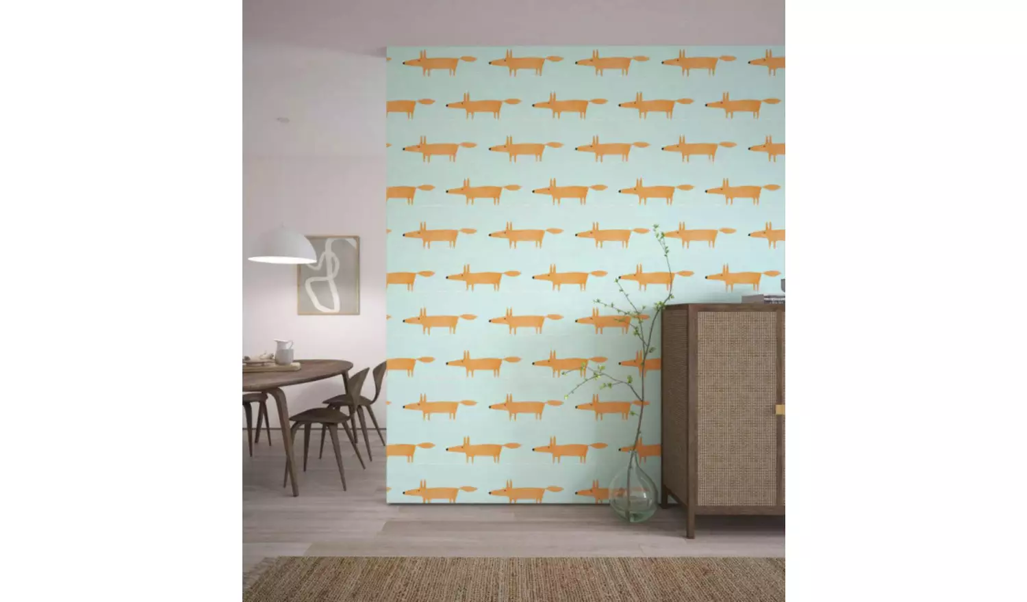 Scion Mr Fox Blue Wallpaper