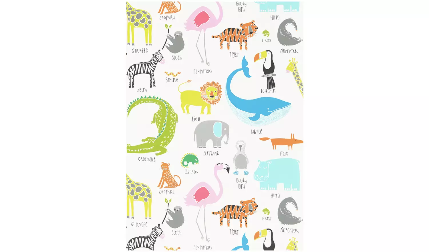 Scion Animated Zoo Animals Multicolour Kid's Wallpaper